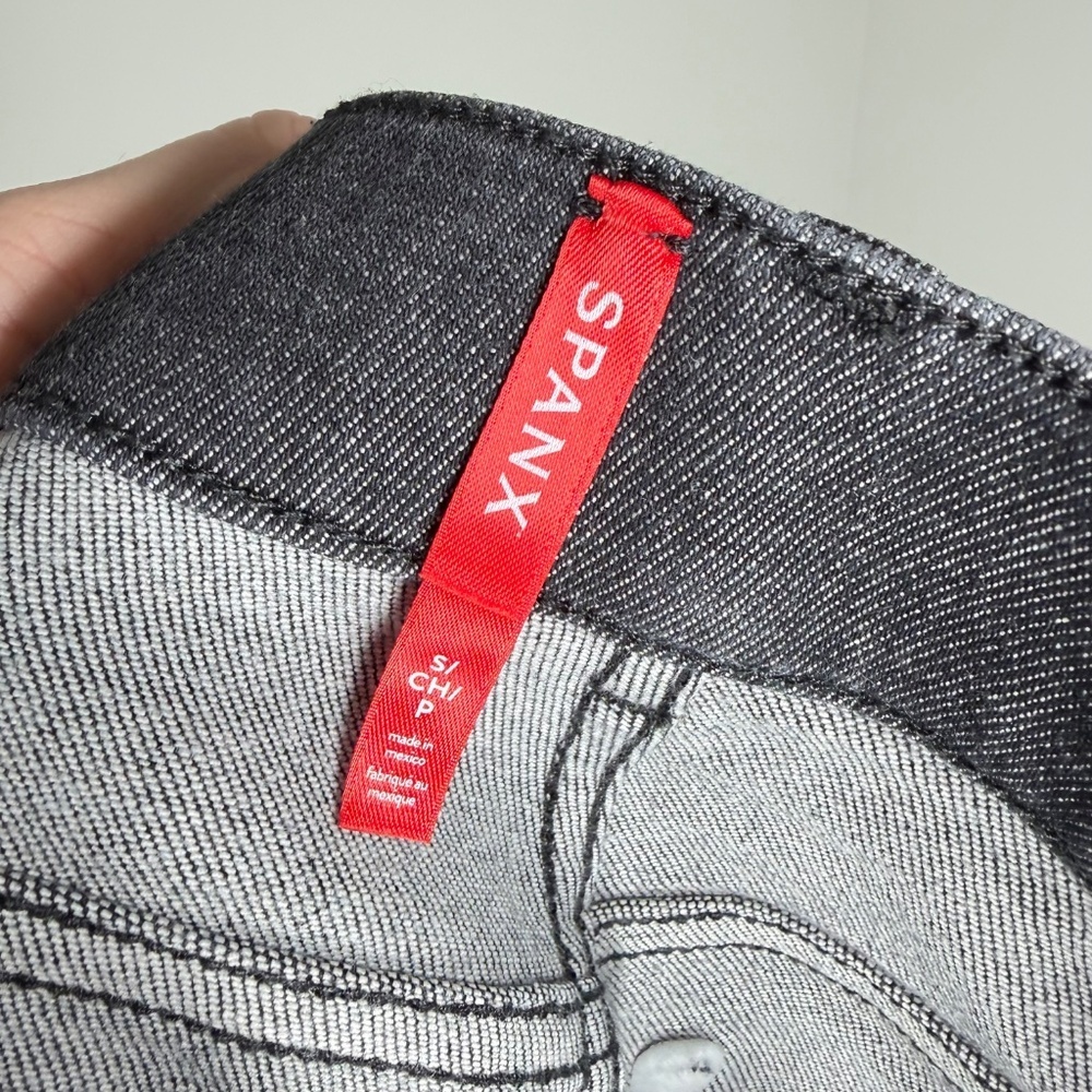 Spanx Wide Leg Pull On Denim Charcoal High Waisted Jeans S - Picture 4 of 6